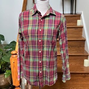 Like New J. Crew 100% Cotton Shirting Slim Fit Madras Plaid in Size Medium